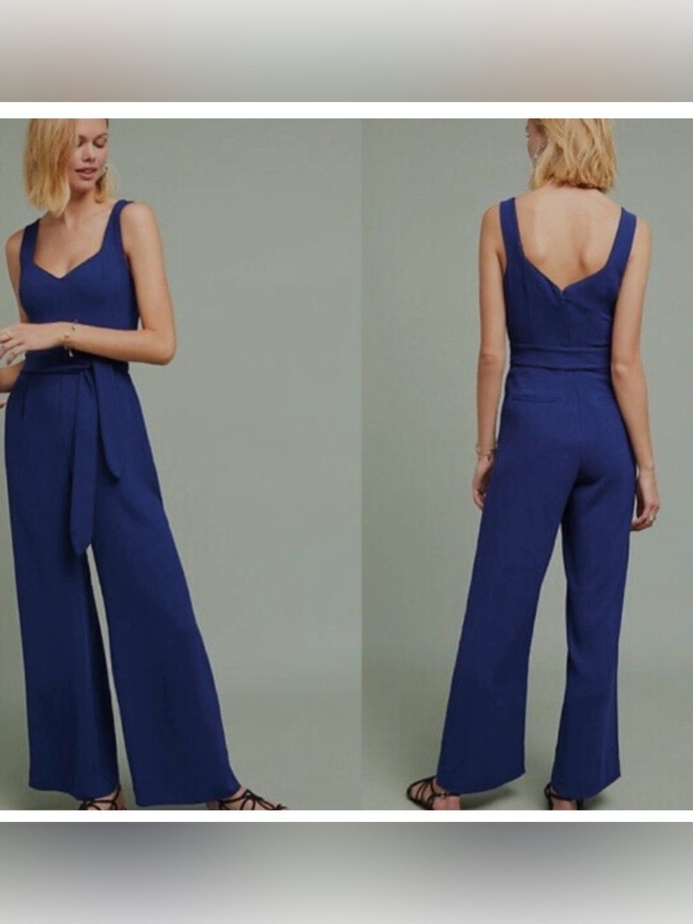 Anthropologie Women’s The Essential V-neck Sleeveless One Piece Jumpsuit Size 16